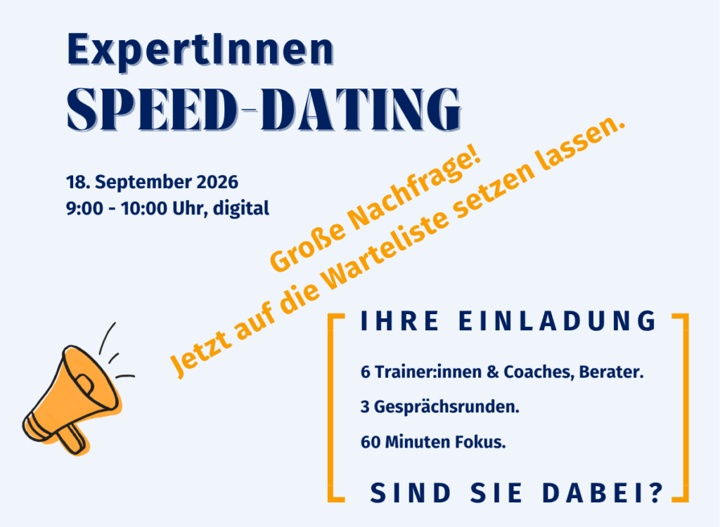 Einladung zu ExpertInnen Speed-Dating am 18.09.2026 von 9-10 Uhr digital