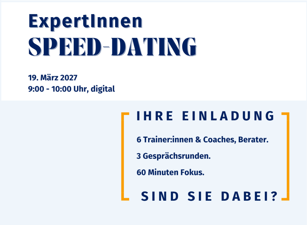 Expertinnen Speeddating am 19. März 2027 von 9 bis 10 Uhr